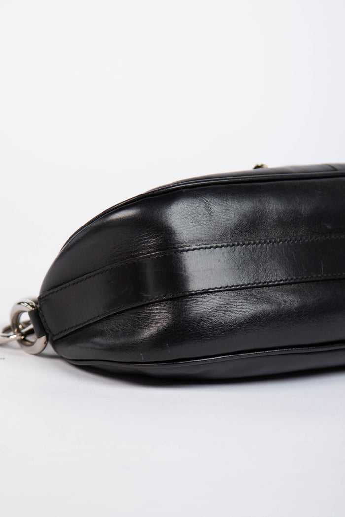2000s Christian Dior Black Leather Shoulder Bag