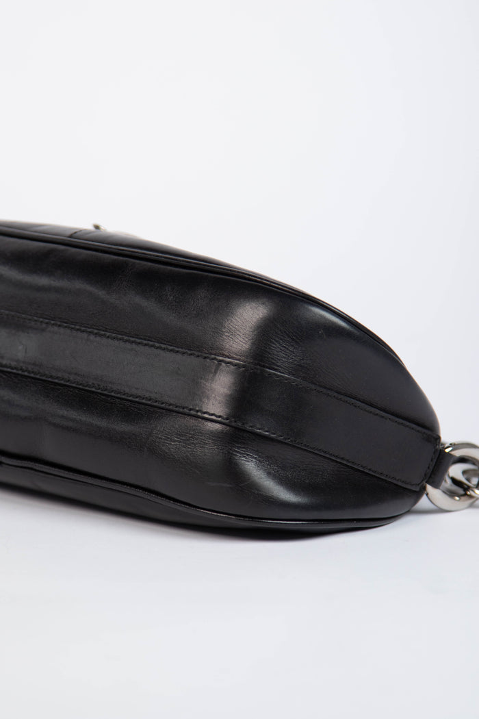 2000s Christian Dior Black Leather Shoulder Bag