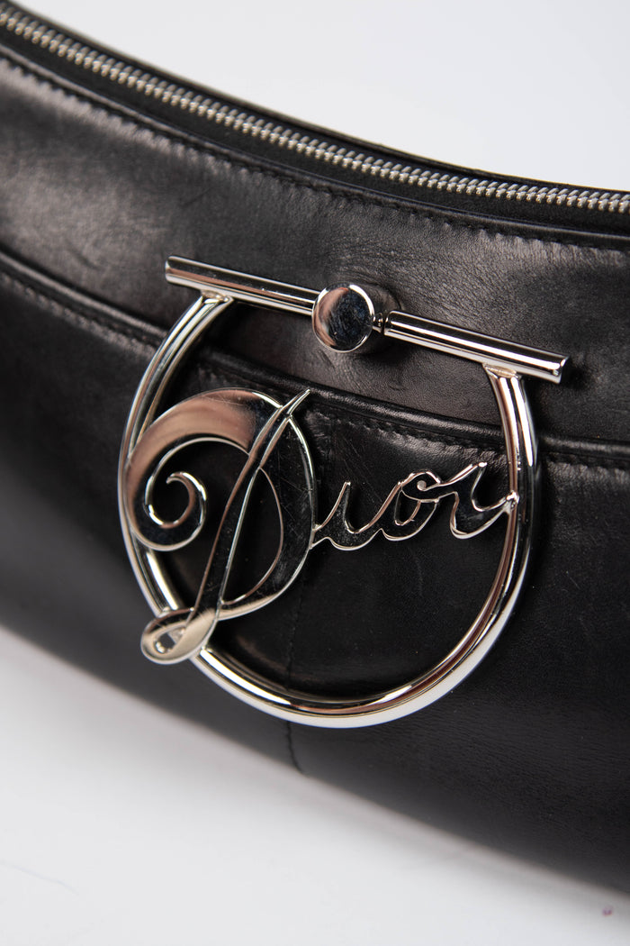 2000s Christian Dior Black Leather Shoulder Bag