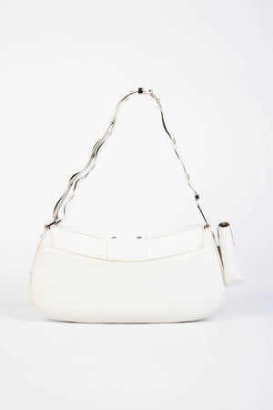 2000s Christian Dior White Columbus Small Shoulder Bag