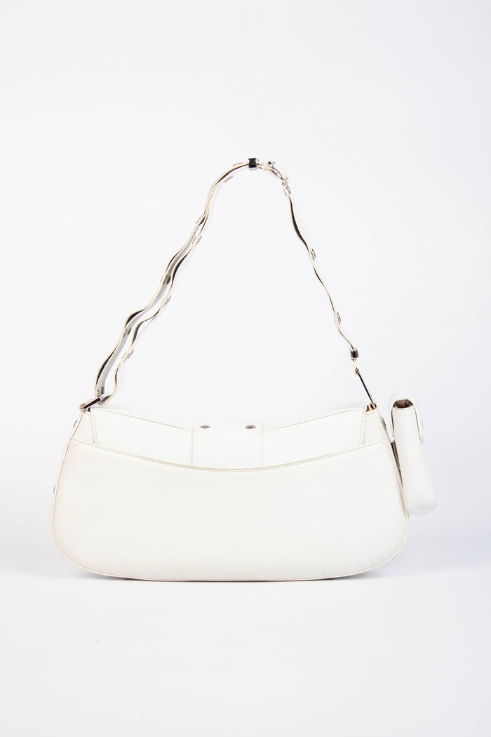 2000s Christian Dior White Columbus Small Shoulder Bag