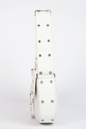 2000s Christian Dior White Columbus Small Shoulder Bag