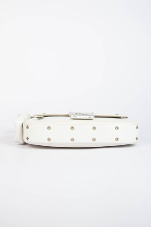 2000s Christian Dior White Columbus Small Shoulder Bag