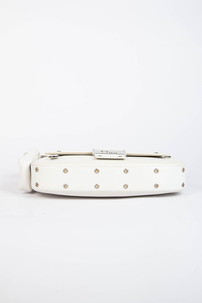 2000s Christian Dior White Columbus Small Shoulder Bag