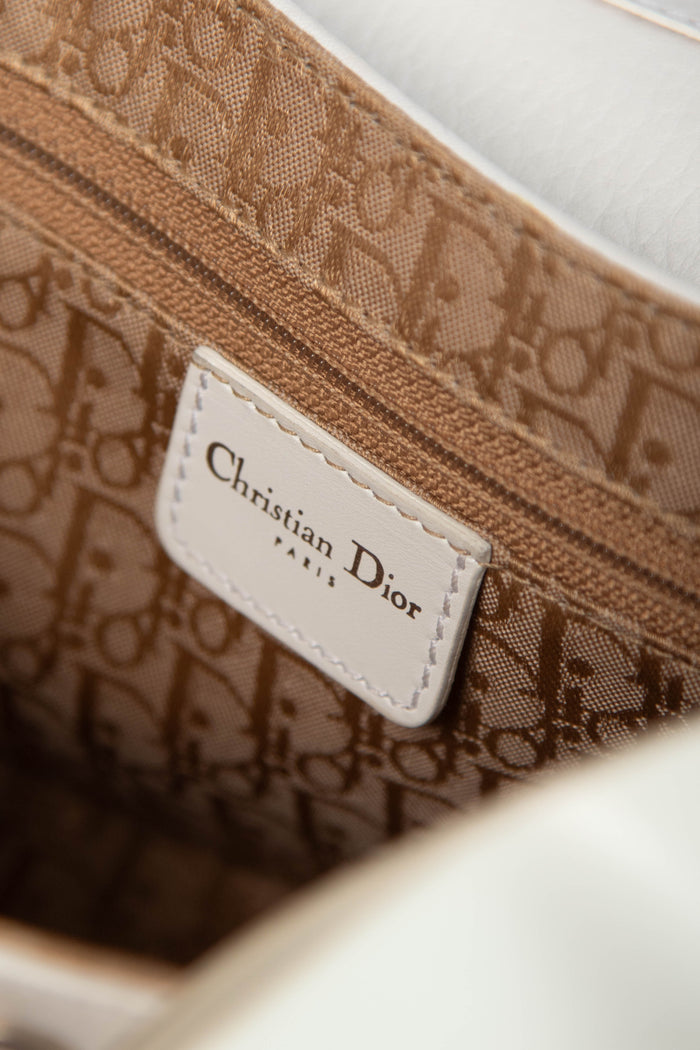 2000s Christian Dior White Columbus Small Shoulder Bag