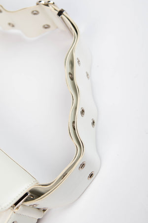 2000s Christian Dior White Columbus Small Shoulder Bag