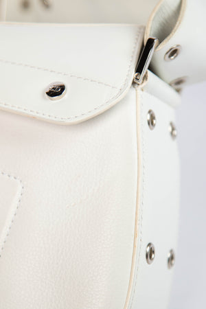 2000s Christian Dior White Columbus Small Shoulder Bag