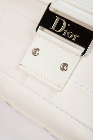 2000s Christian Dior White Columbus Small Shoulder Bag
