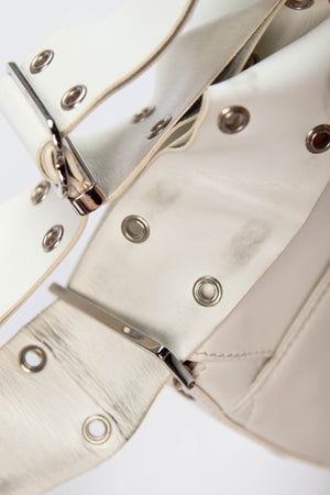 2000s Christian Dior White Columbus Small Shoulder Bag