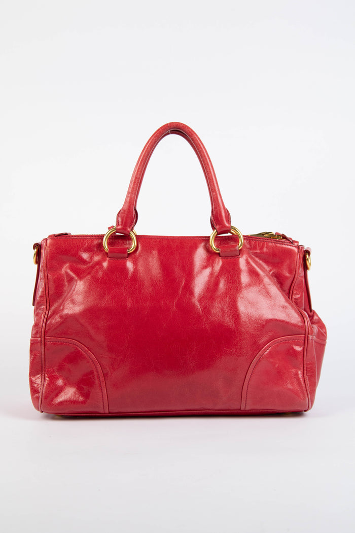 2000s Miu Miu Red Leather Tote Bag
