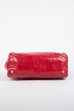 2000s Miu Miu Red Leather Tote Bag