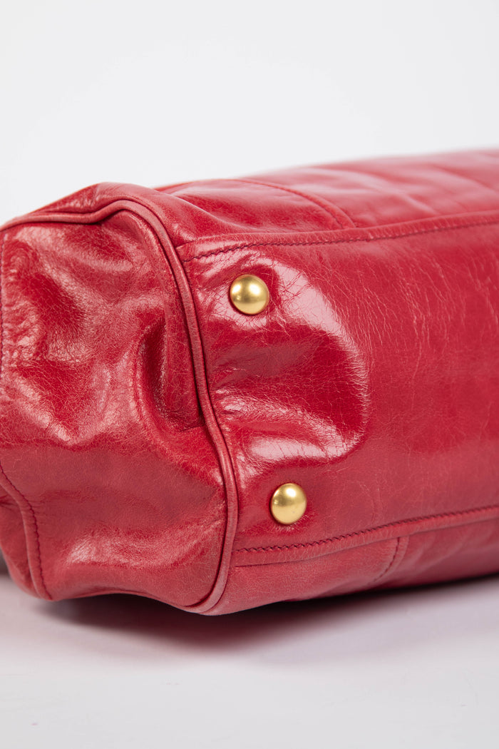2000s Miu Miu Red Leather Tote Bag