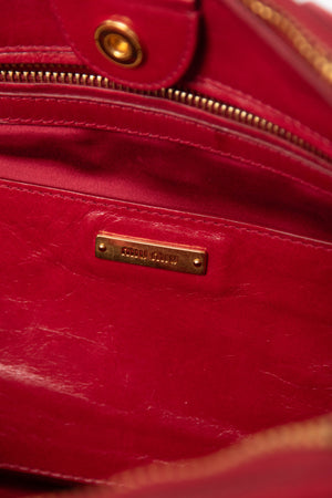 2000s Miu Miu Red Leather Tote Bag
