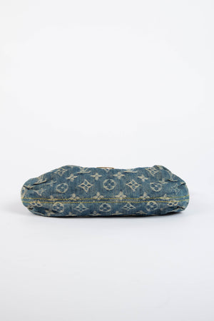 2000s Louis Vuitton Pleaty PM Blue Denim Shoulder Bag