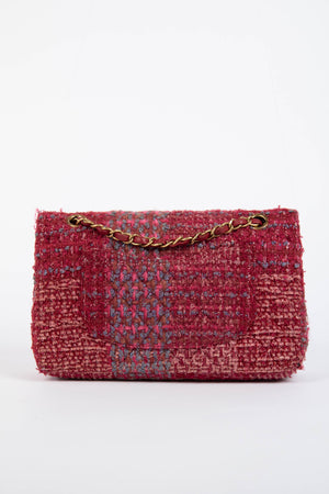 2014 Chanel Raspberry Metallic Tweed Medium Double Flap Bag