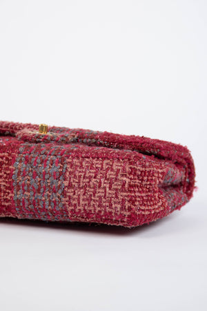 2014 Chanel Raspberry Metallic Tweed Medium Double Flap Bag