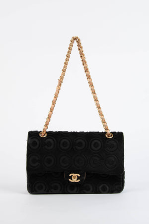 RARE 2000s Chanel Black Coco Pony Hair Medium Double Flap Shoulder Bag