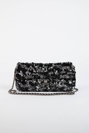 2011 Chanel Black Sequin Mini East West Crossbody Bag