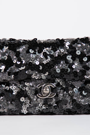 2011 Chanel Black Sequin Mini East West Crossbody Bag