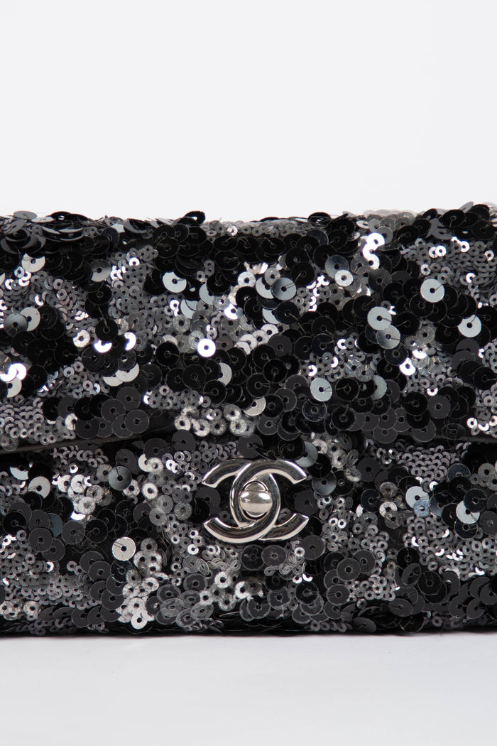 2011 Chanel Black Sequin Mini East West Crossbody Bag