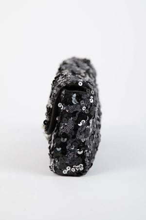 2011 Chanel Black Sequin Mini East West Crossbody Bag