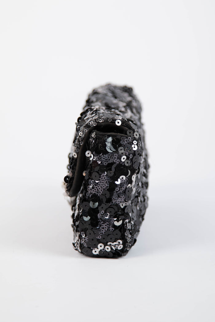 2011 Chanel Black Sequin Mini East West Crossbody Bag