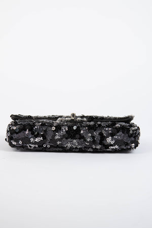 2011 Chanel Black Sequin Mini East West Crossbody Bag