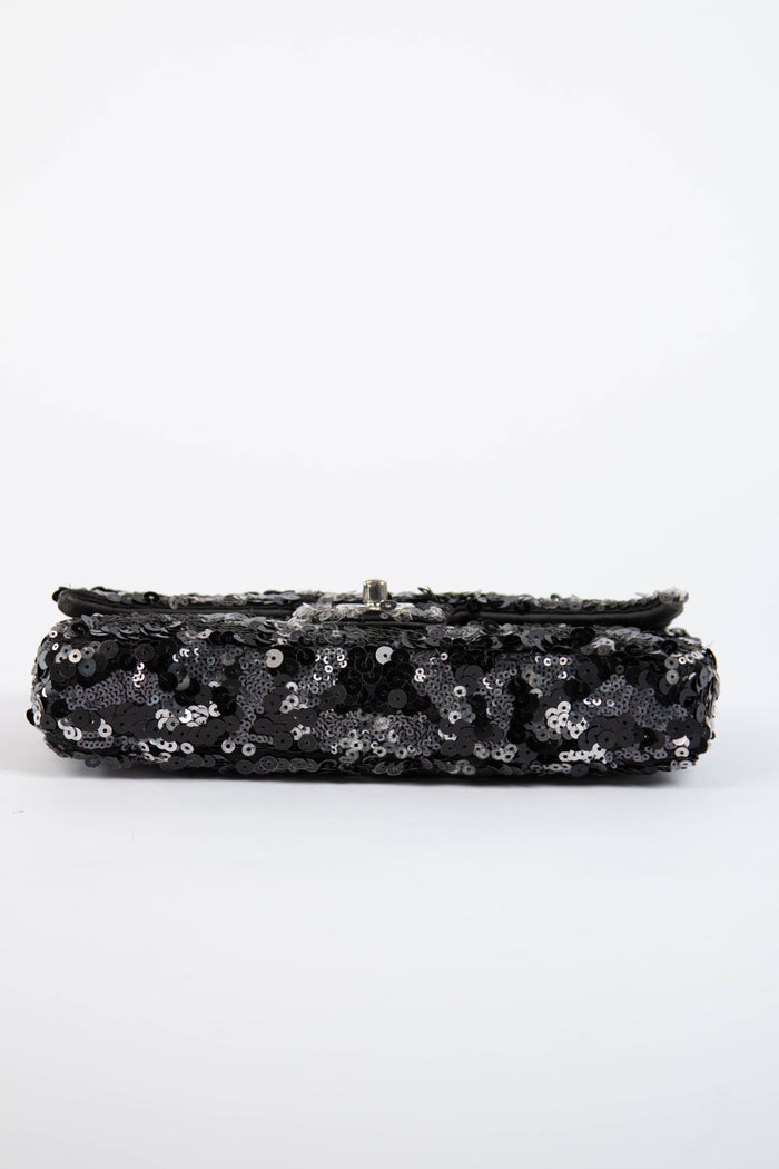 2011 Chanel Black Sequin Mini East West Crossbody Bag