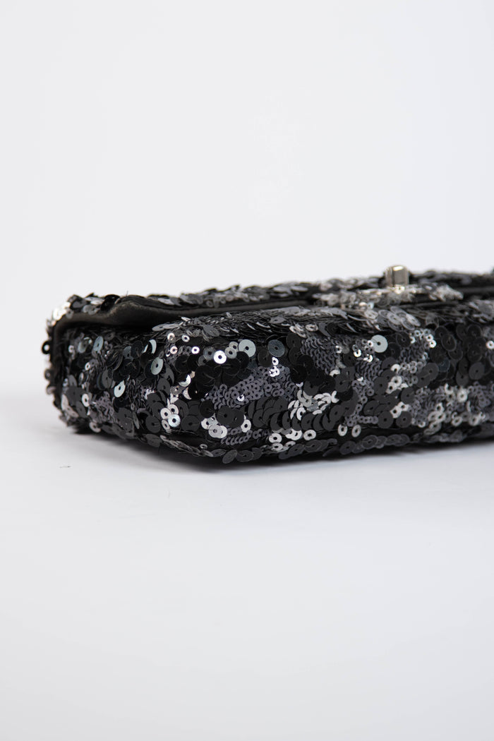 2011 Chanel Black Sequin Mini East West Crossbody Bag