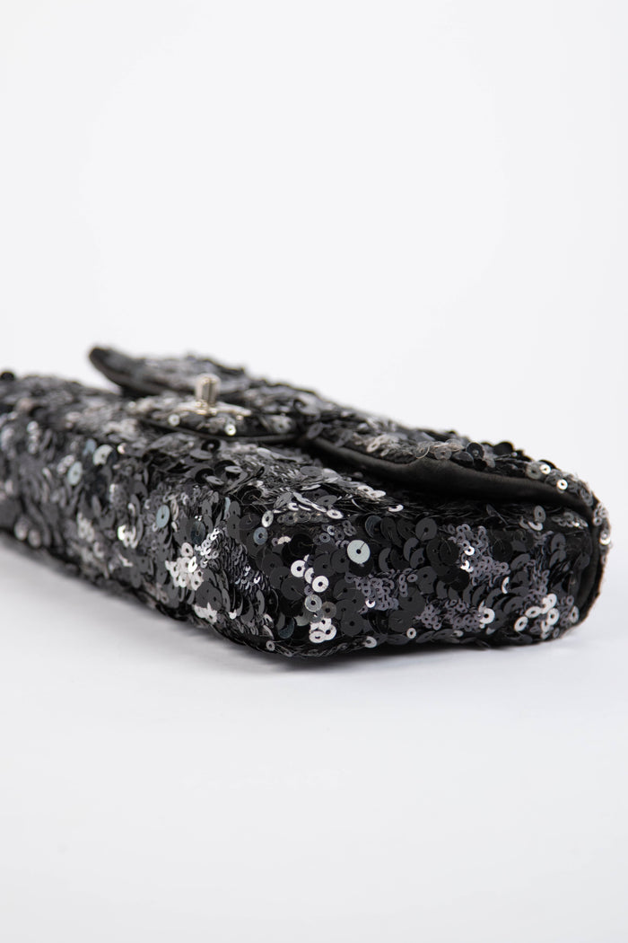 2011 Chanel Black Sequin Mini East West Crossbody Bag