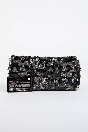 2011 Chanel Black Sequin Mini East West Crossbody Bag