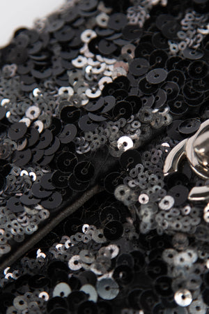 2011 Chanel Black Sequin Mini East West Crossbody Bag