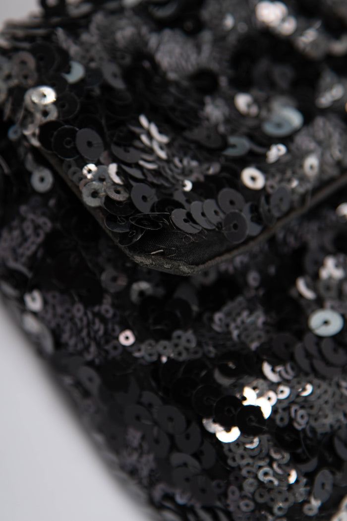 2011 Chanel Black Sequin Mini East West Crossbody Bag