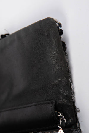 2011 Chanel Black Sequin Mini East West Crossbody Bag