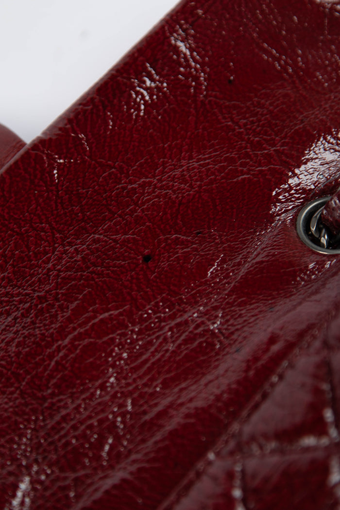 2000s Chanel Burgundy Patent Aged Calfskin East West Shoulder Bag