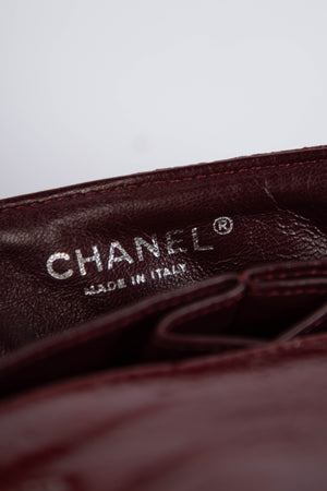 2000s Chanel Burgundy Patent Aged Calfskin East West Shoulder Bag