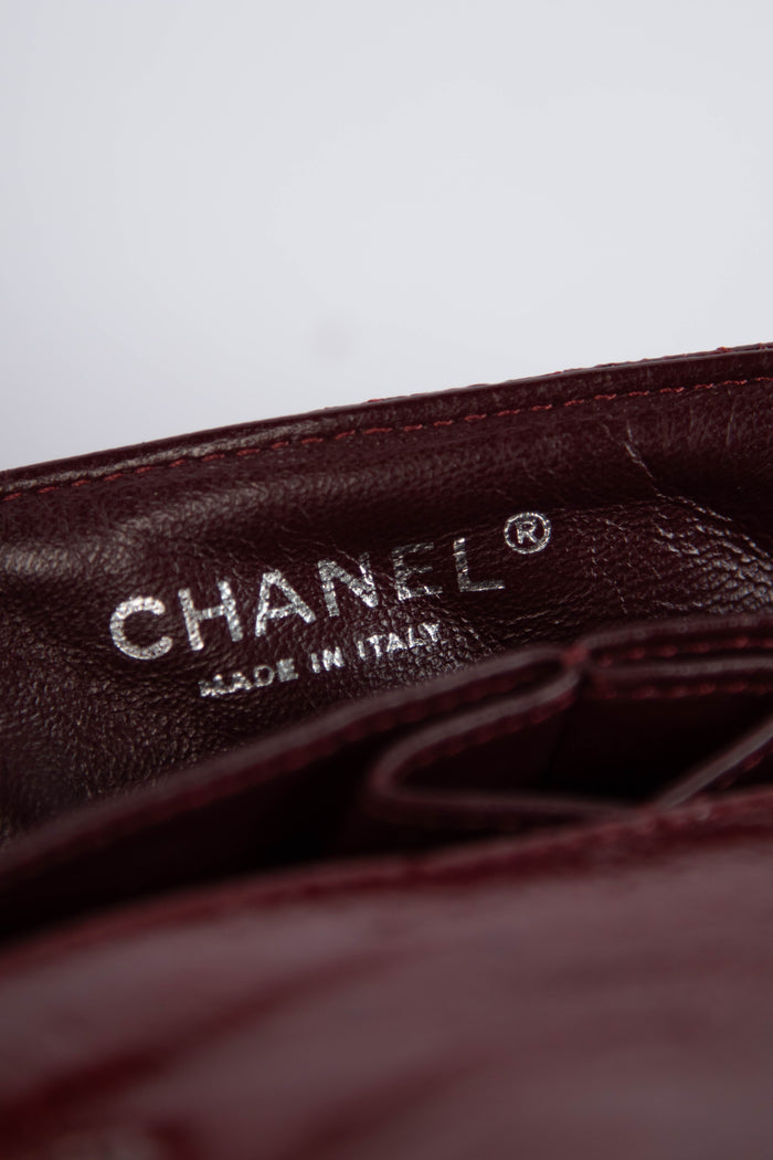 2000s Chanel Burgundy Patent Aged Calfskin East West Shoulder Bag