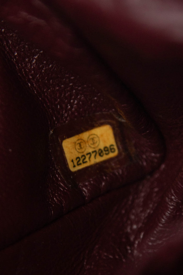 2000s Chanel Burgundy Patent Aged Calfskin East West Shoulder Bag