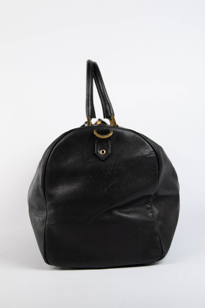 90s Chanel Black Caviar Leather Boston Bag