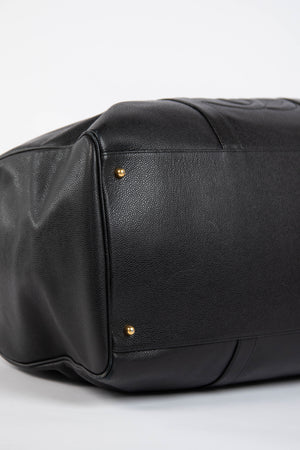 90s Chanel Black Caviar Leather Boston Bag