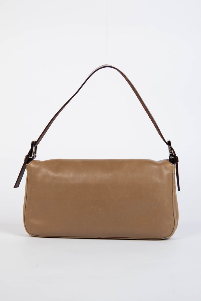 Vintage Fendi Brown Leather Baguette Shoulder Bag