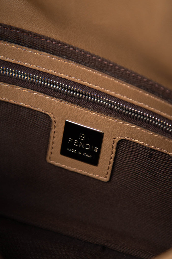 Vintage Fendi Brown Leather Baguette Shoulder Bag