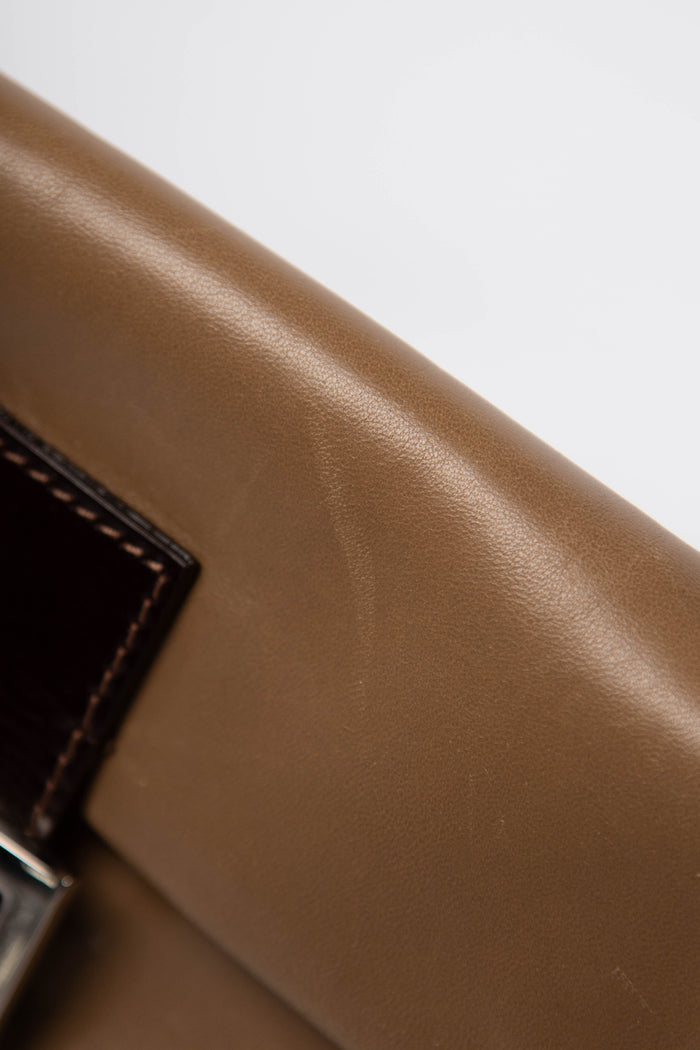 Vintage Fendi Brown Leather Baguette Shoulder Bag