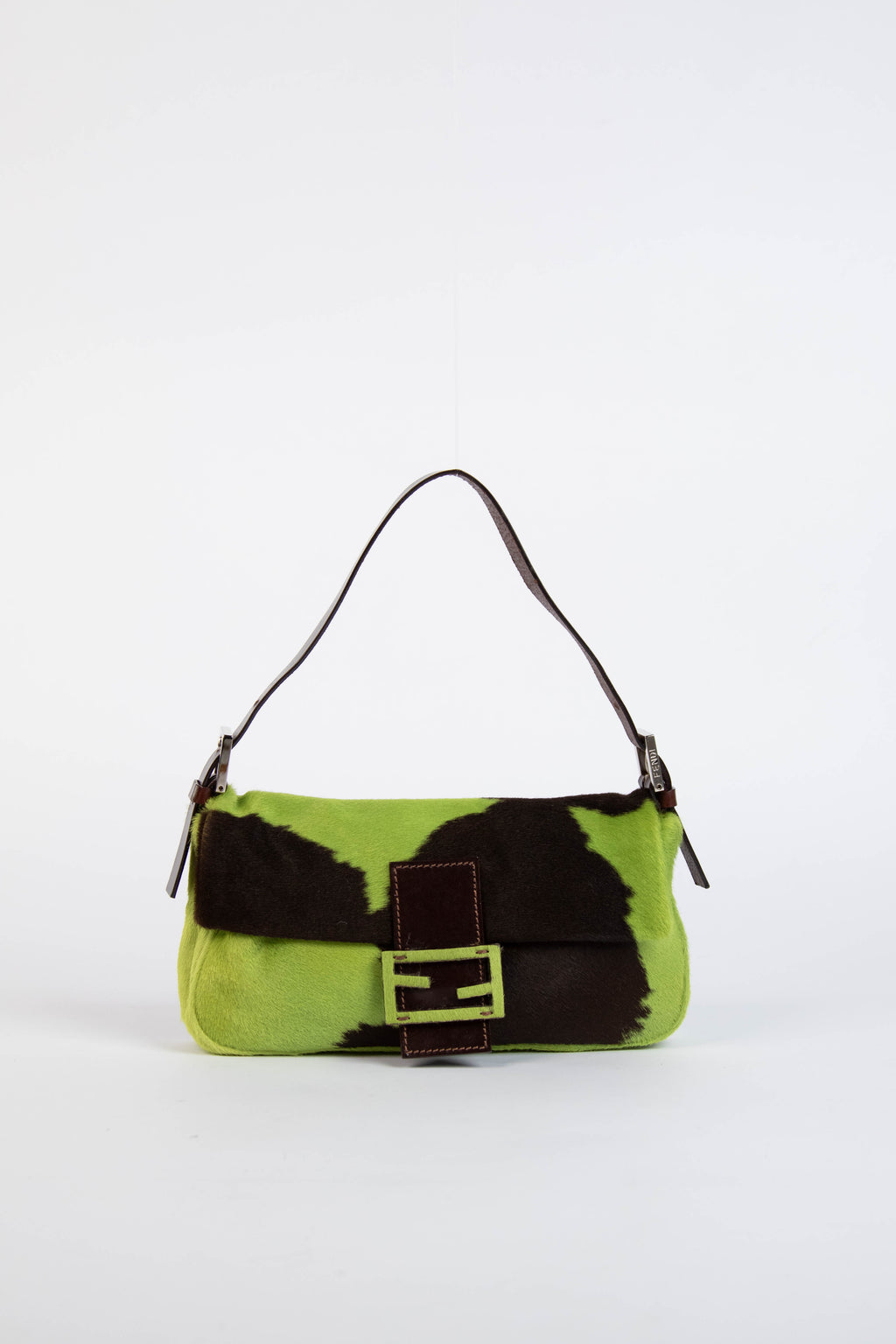 RARE Fendi Cow Print Pony Hair Baguette Shoulder Bag
