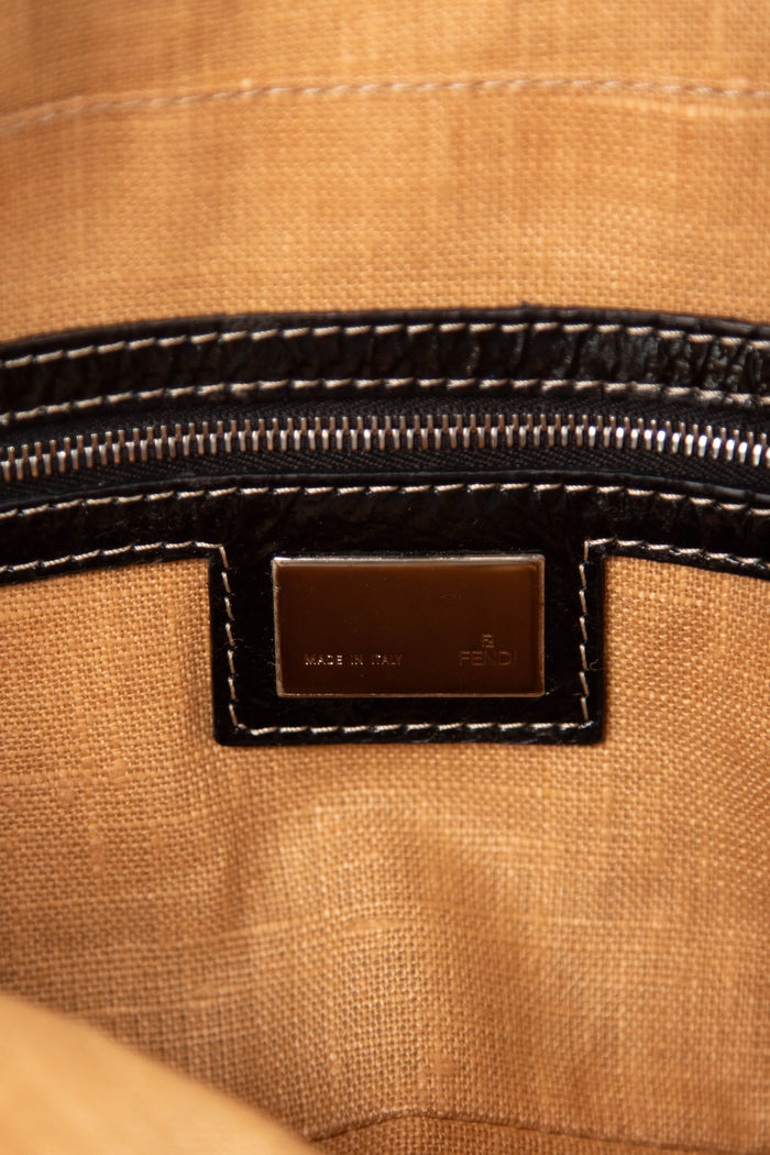 RARE 2000s Fendi Crystal Wicker Baguette Shoulder Bag