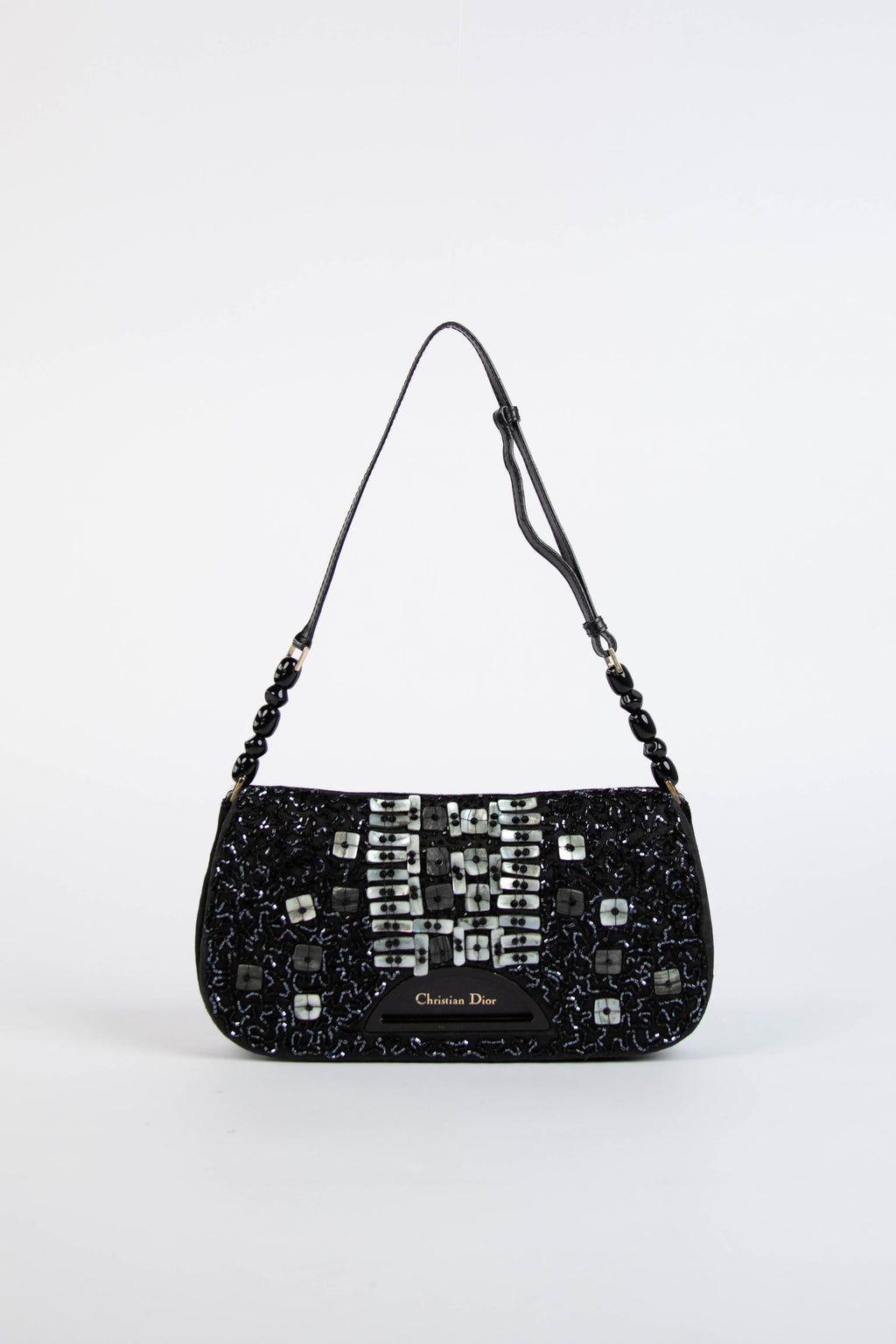 Limited Edition Christian Dior Black Bead Embellished Malice Shoulder Bag
