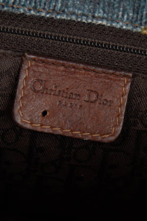 2000s Christian Dior Multicolour Velvet and Leather Columbus Shoulder Bag