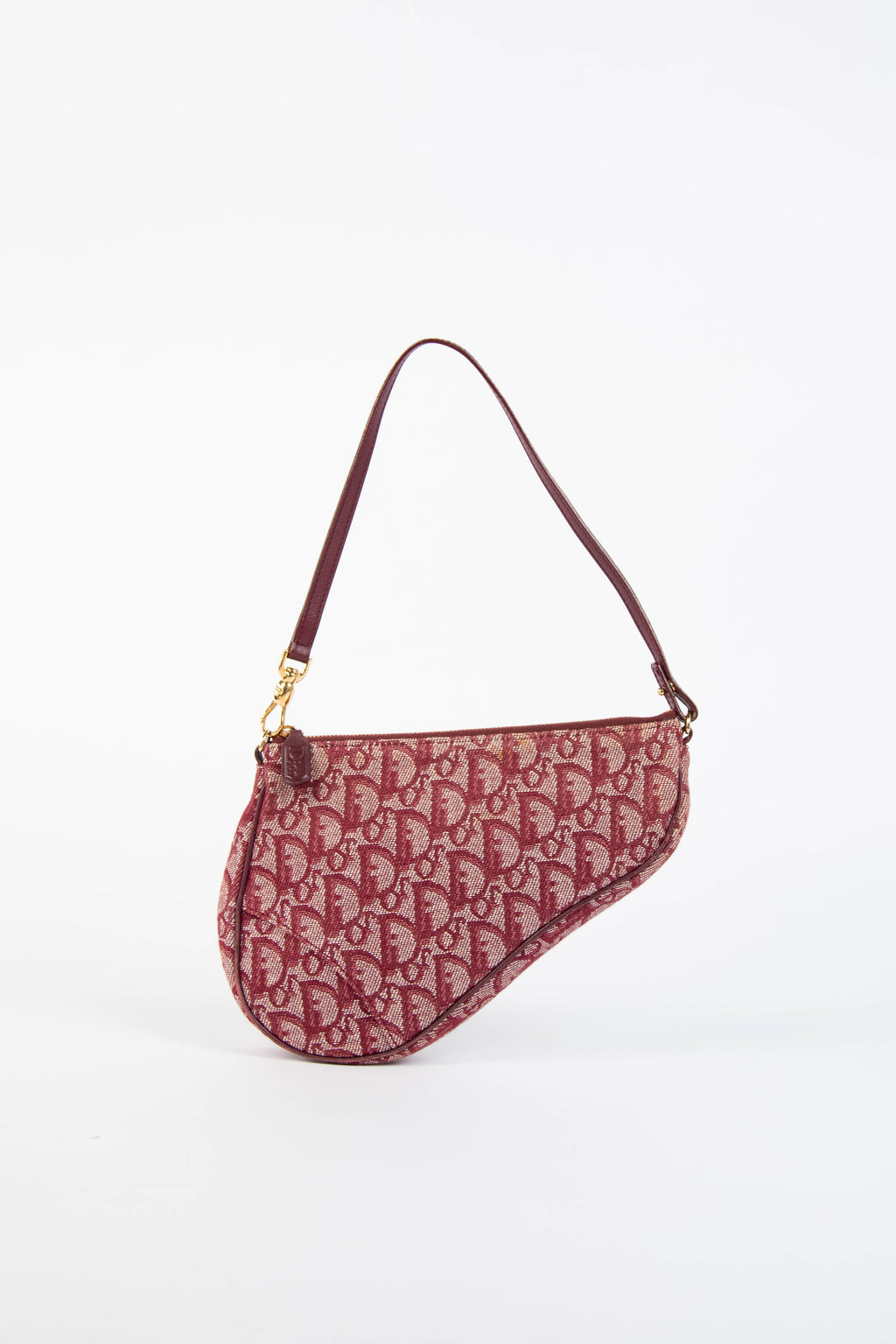 2000s Christian Dior Red Monogram Trotter Saddle Bag