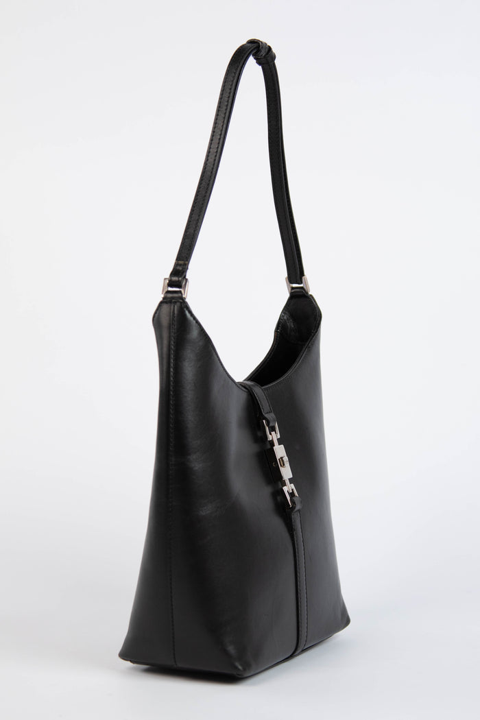 Vintage Gucci Black Leather Jackie Bucket Bag