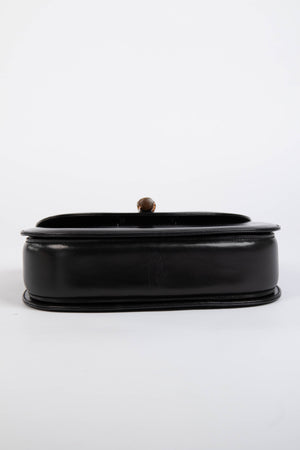 Vintage Gucci Black Leather & Bamboo Top Handle Bag